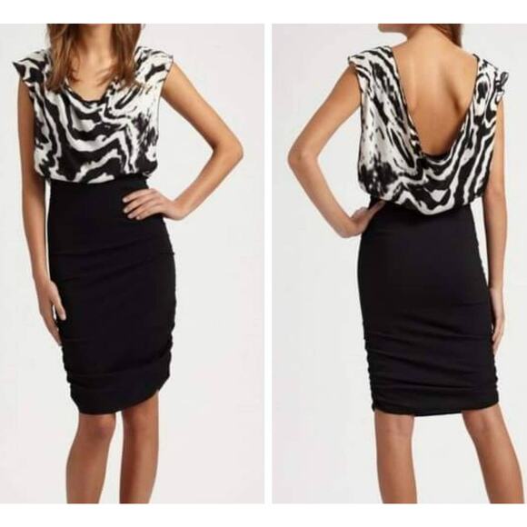 Alice + Olivia Zebra Top Blouson Silk Blend Slouchy Dress Size Small - Picture 1 of 9